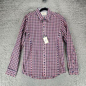 7 Diamonds Shirt Mens Small Red Blue Plaid Long Sleeve Button Up *NWT*